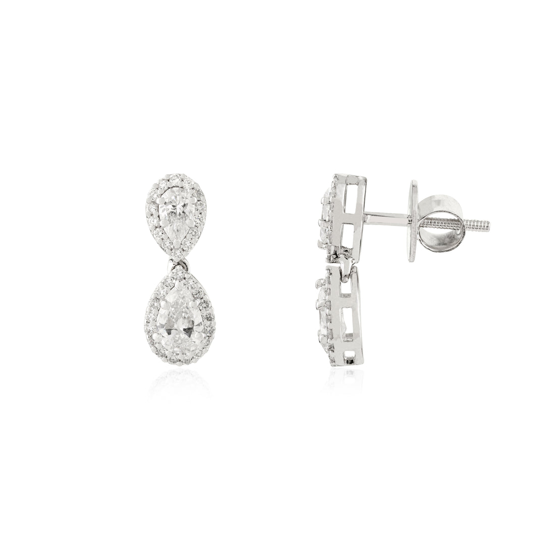 Double Pear Shaped Halo Earring