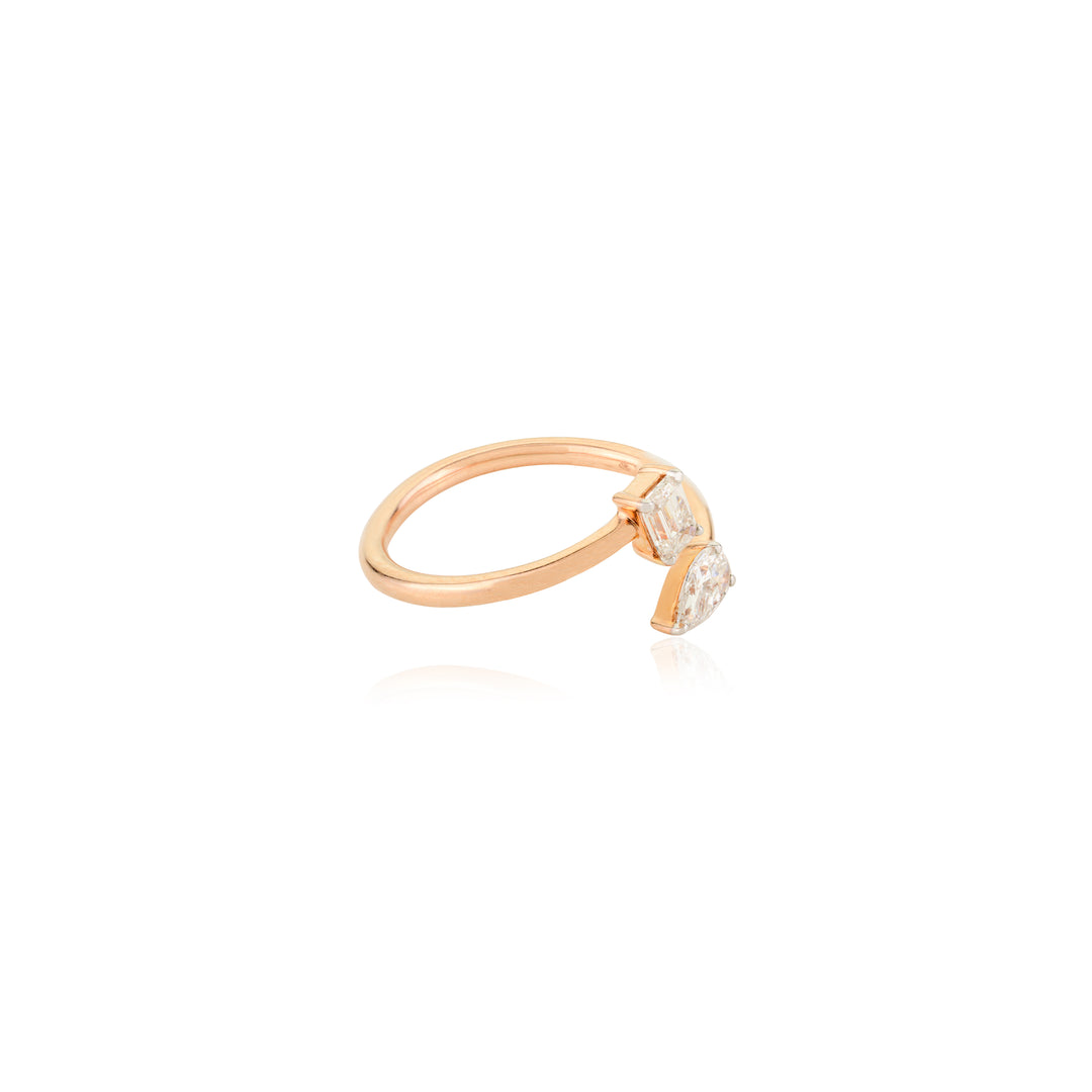 Emerald & Pear Toi et Moi Ring