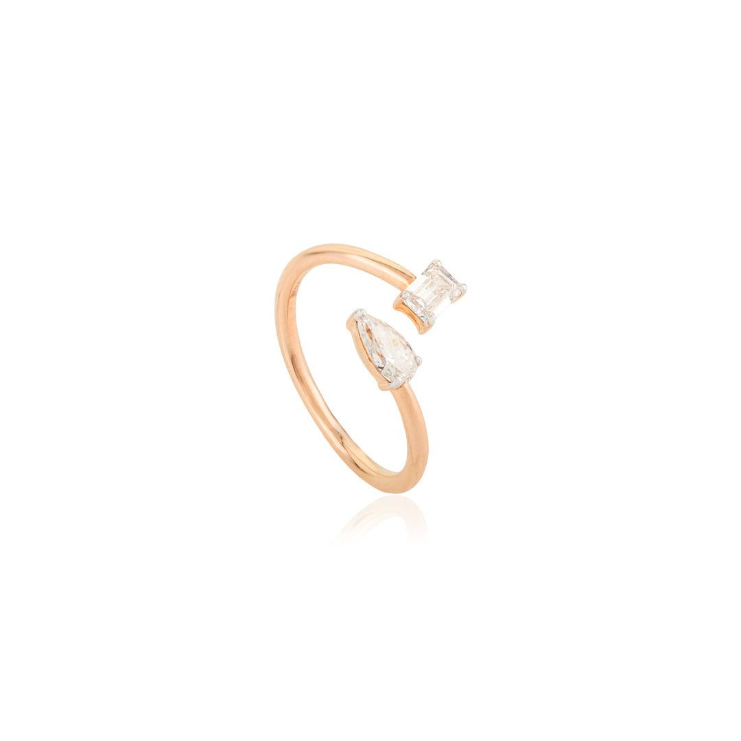 Emerald & Pear Toi et Moi Ring
