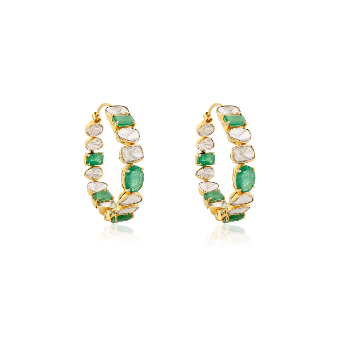 Emerald Polki Hoops
