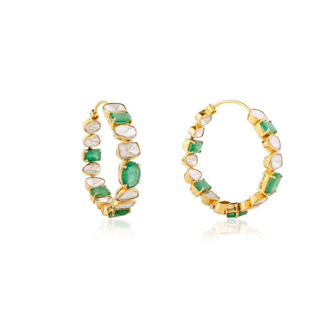 Emerald Polki Hoops