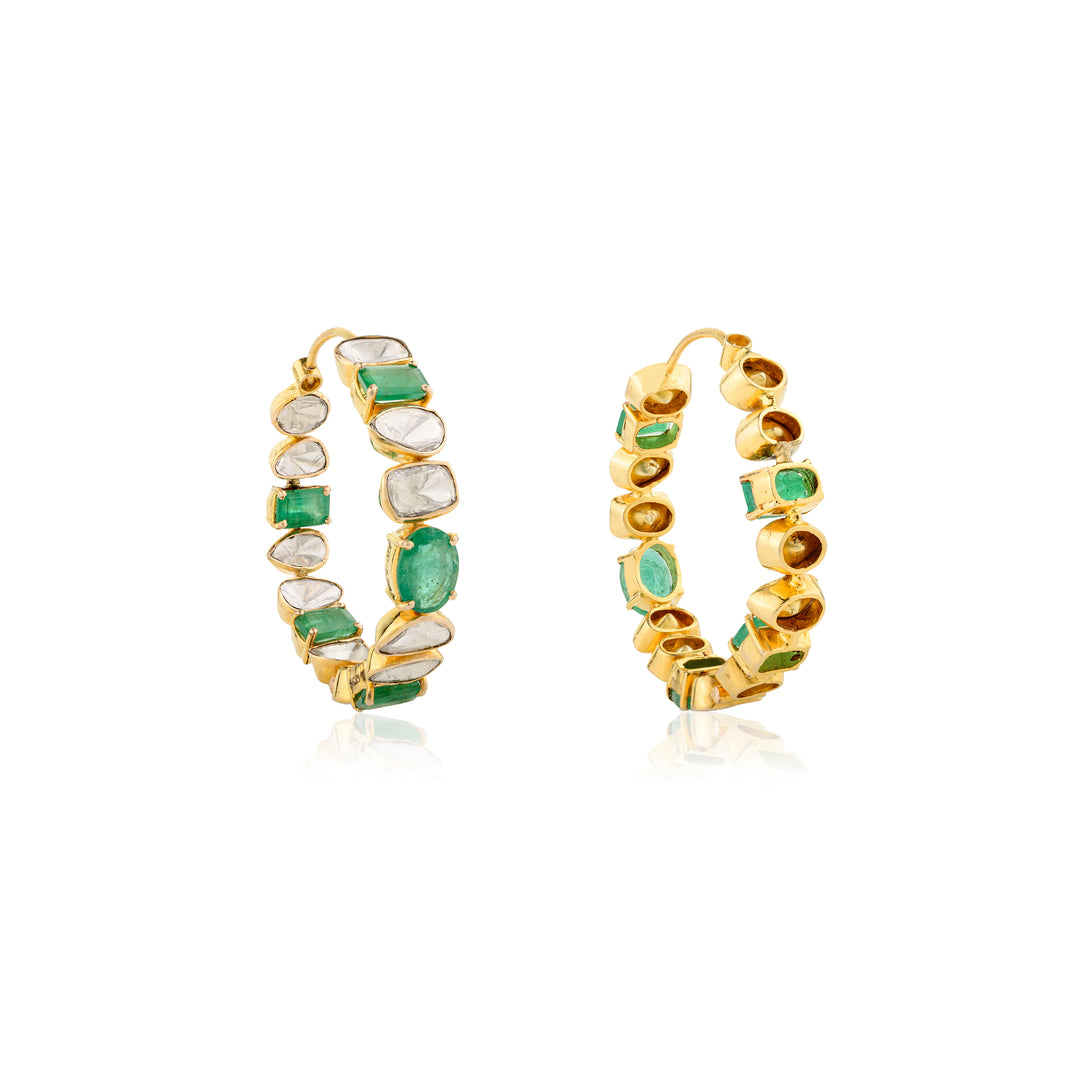 Emerald Polki Hoops