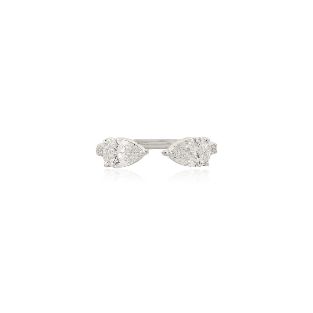 Duo Poire Solitaire Ring