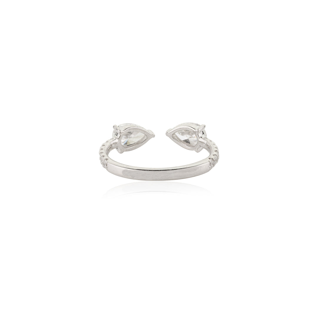 Duo Poire Solitaire Ring