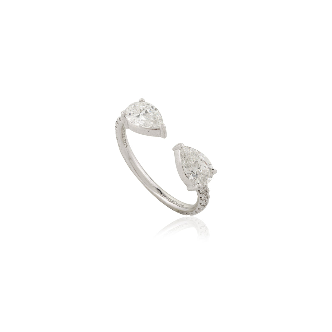 Duo Poire Solitaire Ring