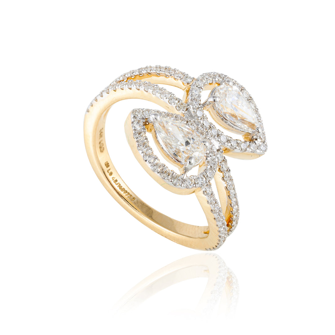 Duo Poire Halo Ring