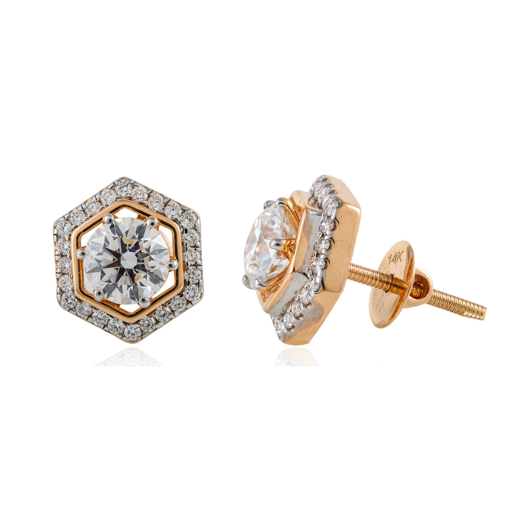 Hexa Halo Solitaire Stud