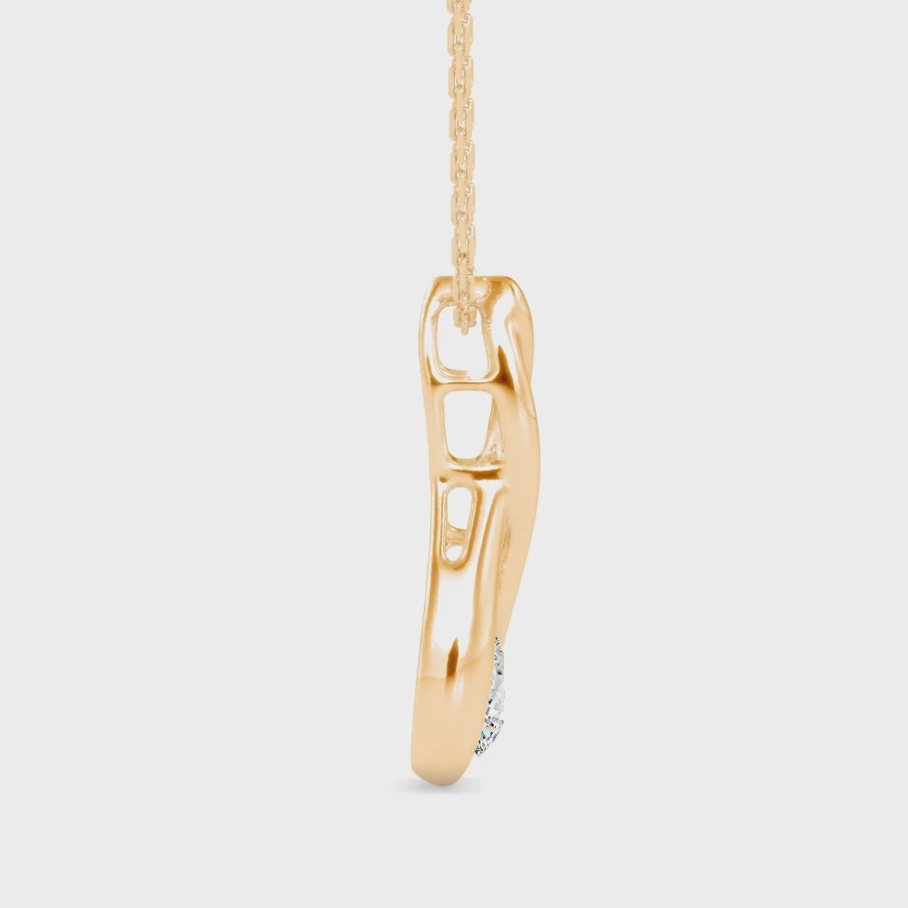 Drop Shaped Round Solitaire Pendant