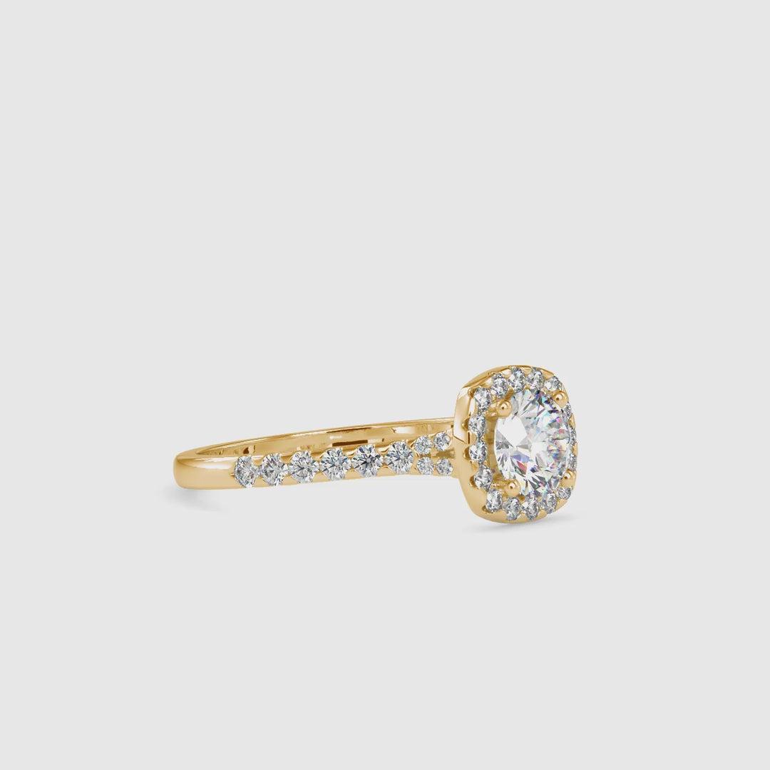 Sleek Halo Solitaire Ring