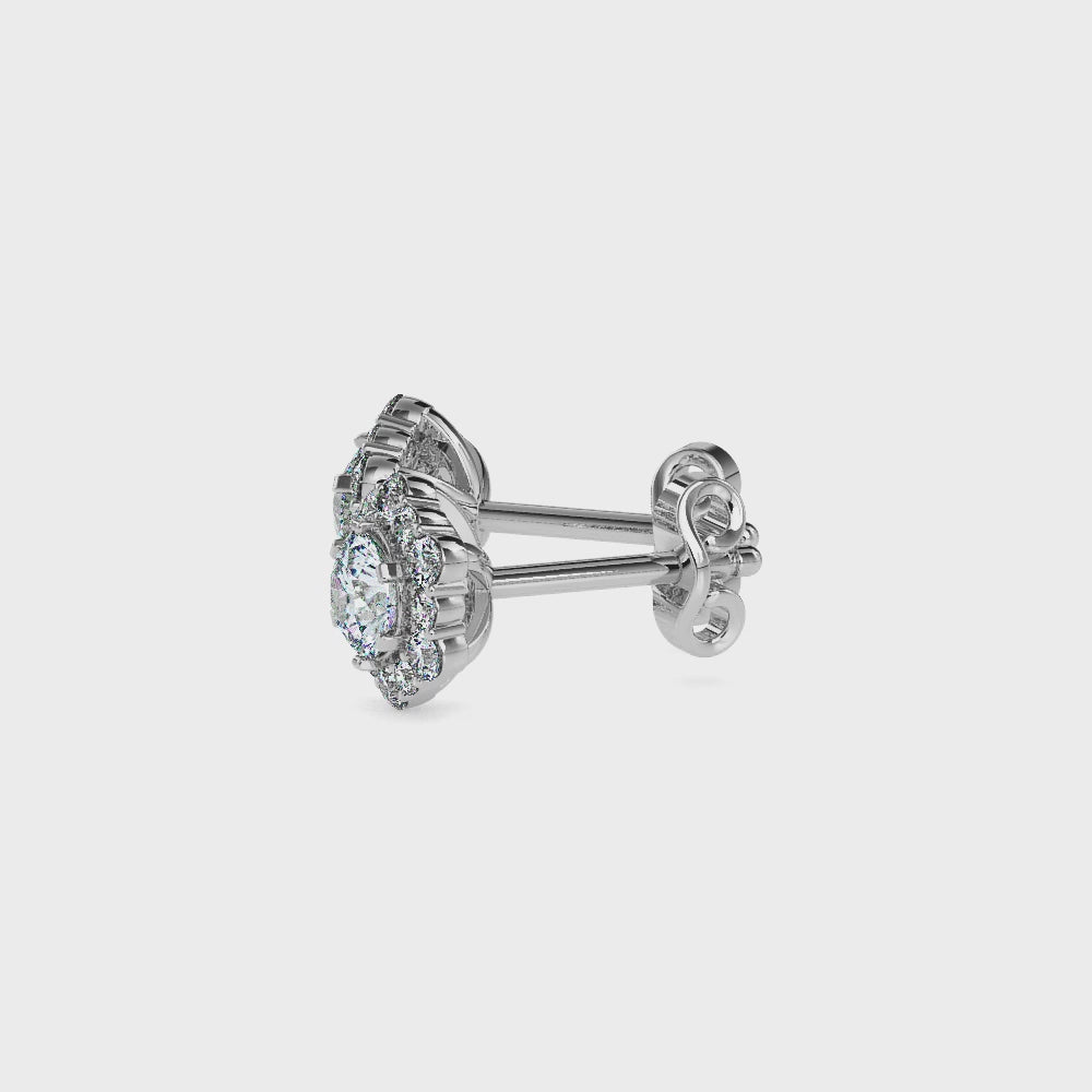 Hexagonal Halo Solitaire Stud