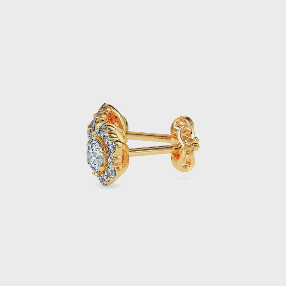 Hexagonal Halo Solitaire Stud