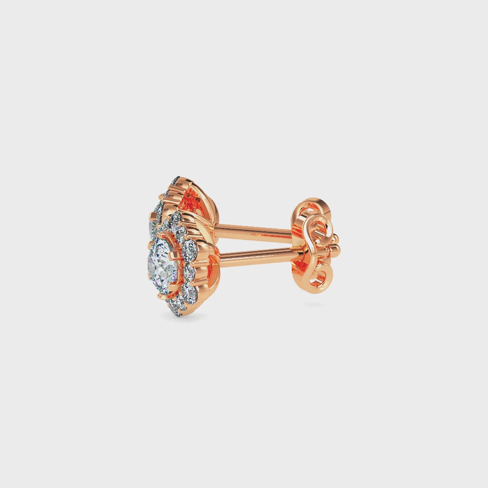 Hexagonal Halo Solitaire Stud