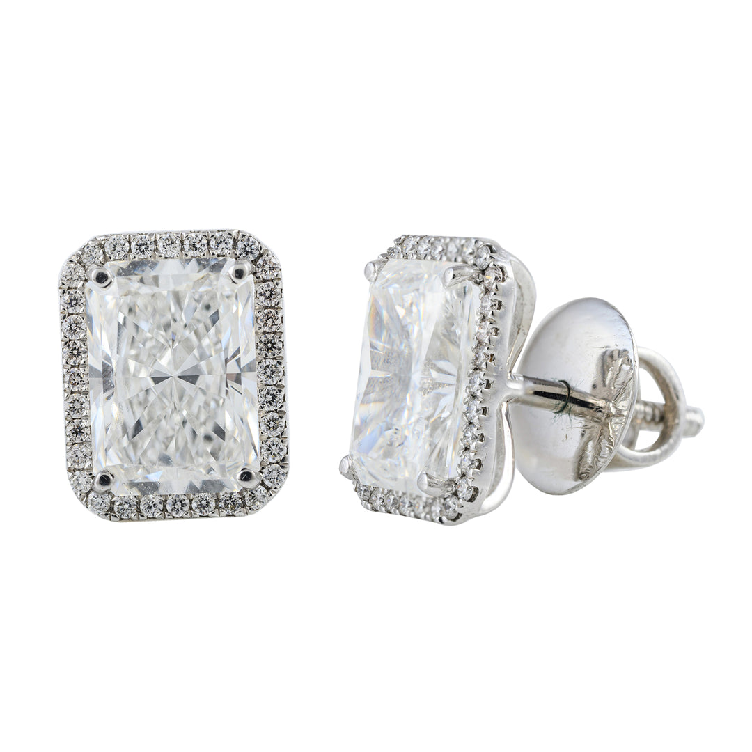 Radiant Emerald Halo Stud