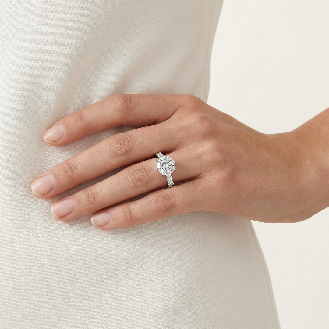 3 Carat Crown-Set Lab-Grown Diamond Ring