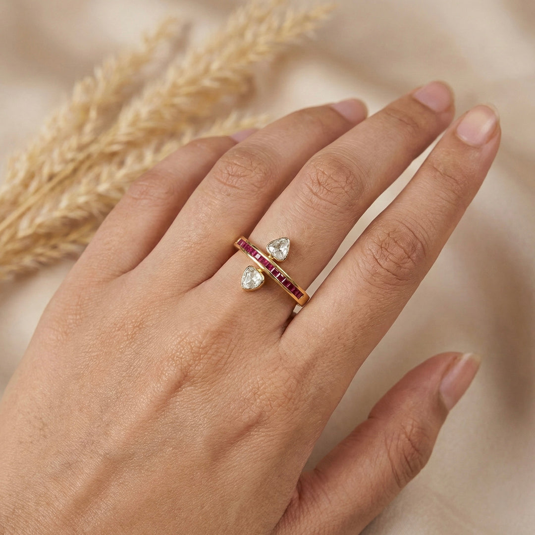 Blissful Polki Ruby Ring