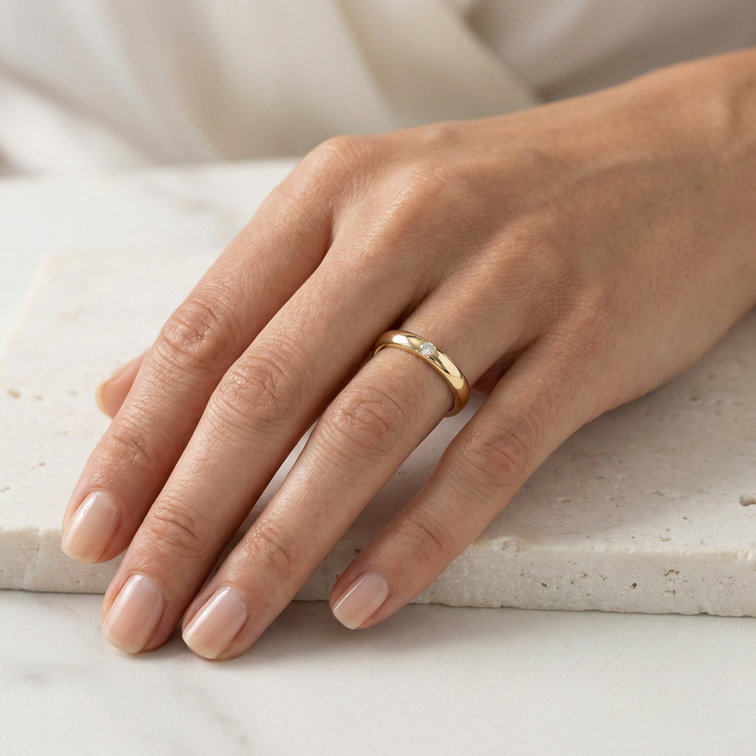 Classic Bezel-Set Diamond Gold Band