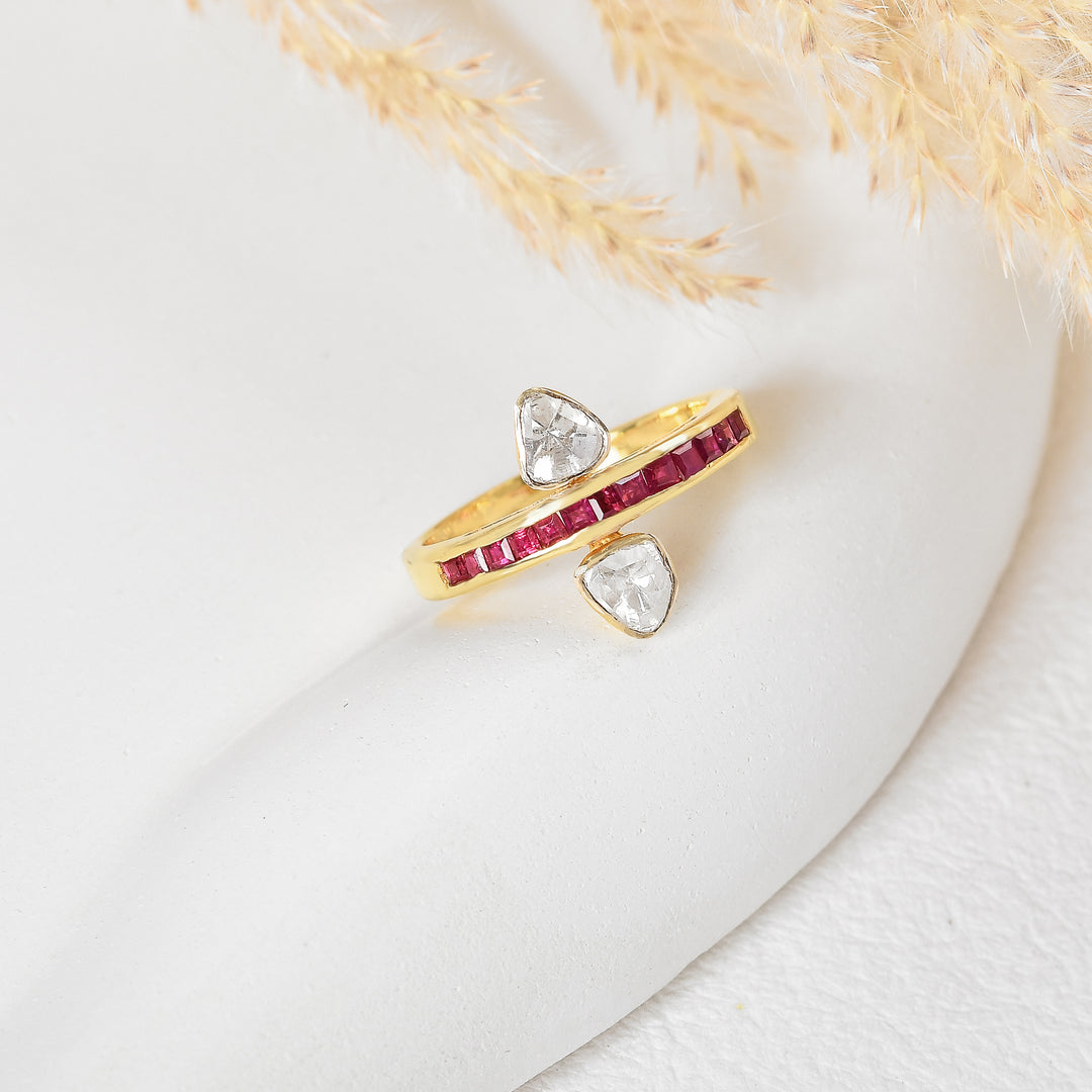 Blissful Polki Ruby Ring