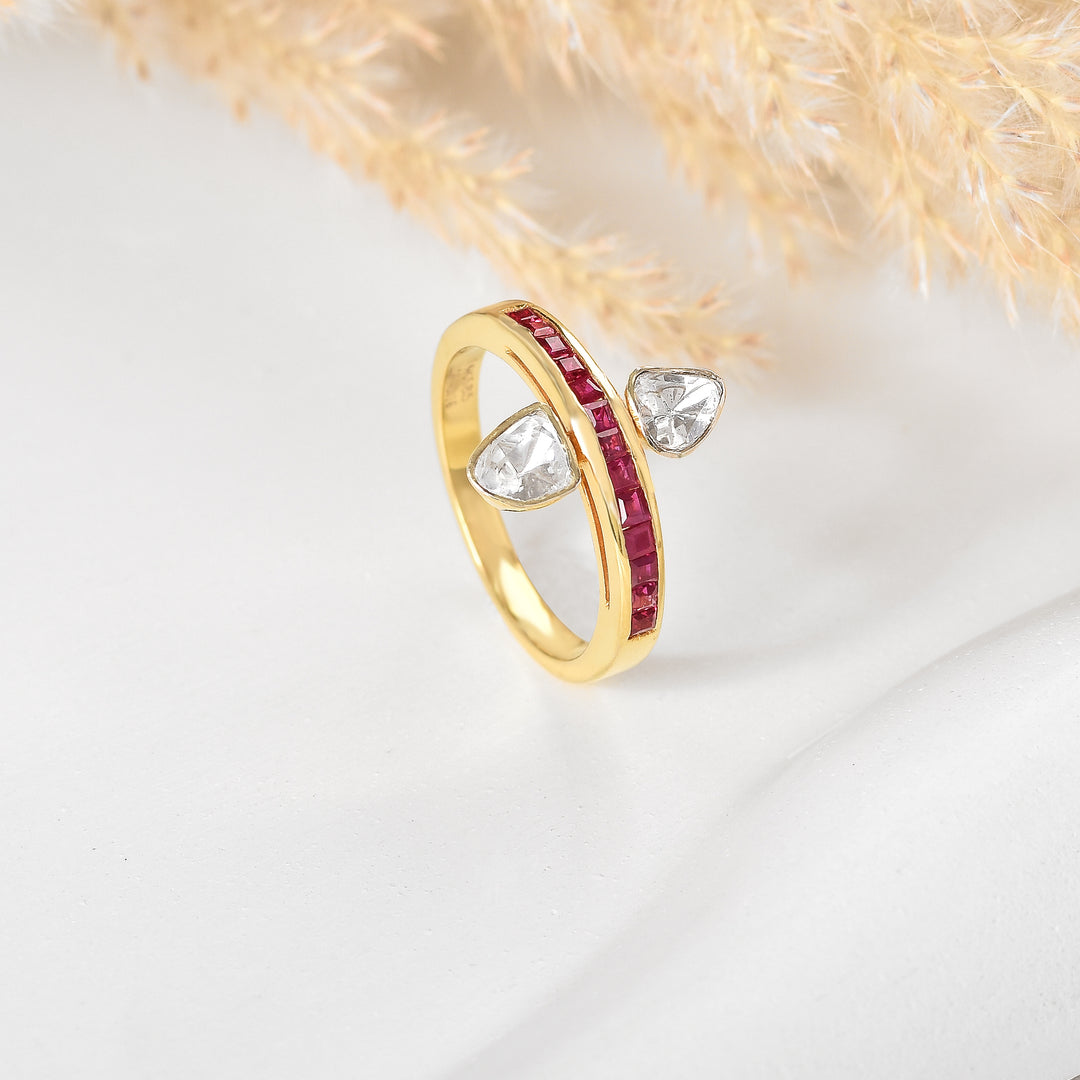 Blissful Polki Ruby Ring