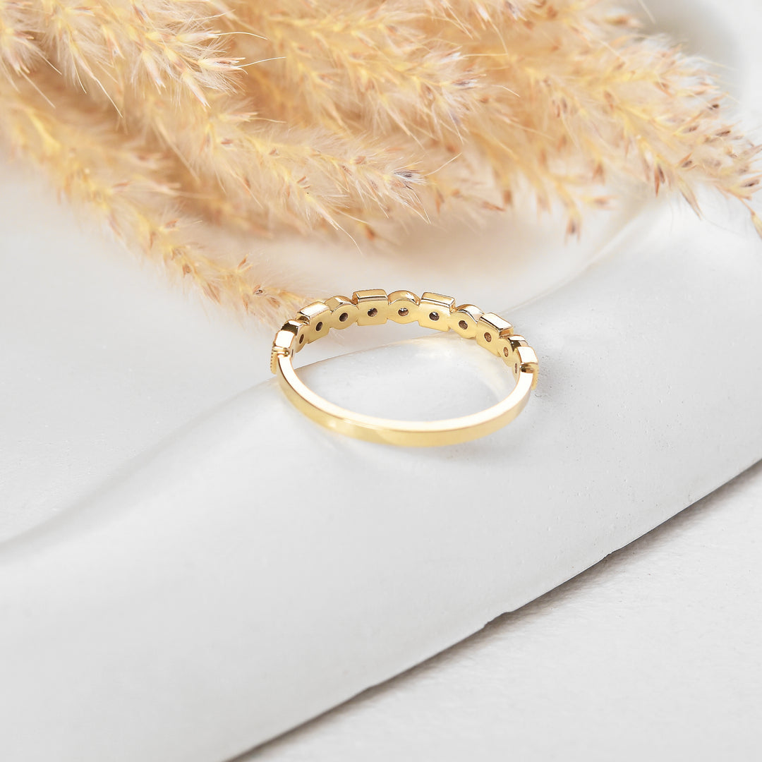 Milgrain Bezel Lab Grown Diamond Ring in Yellow Gold