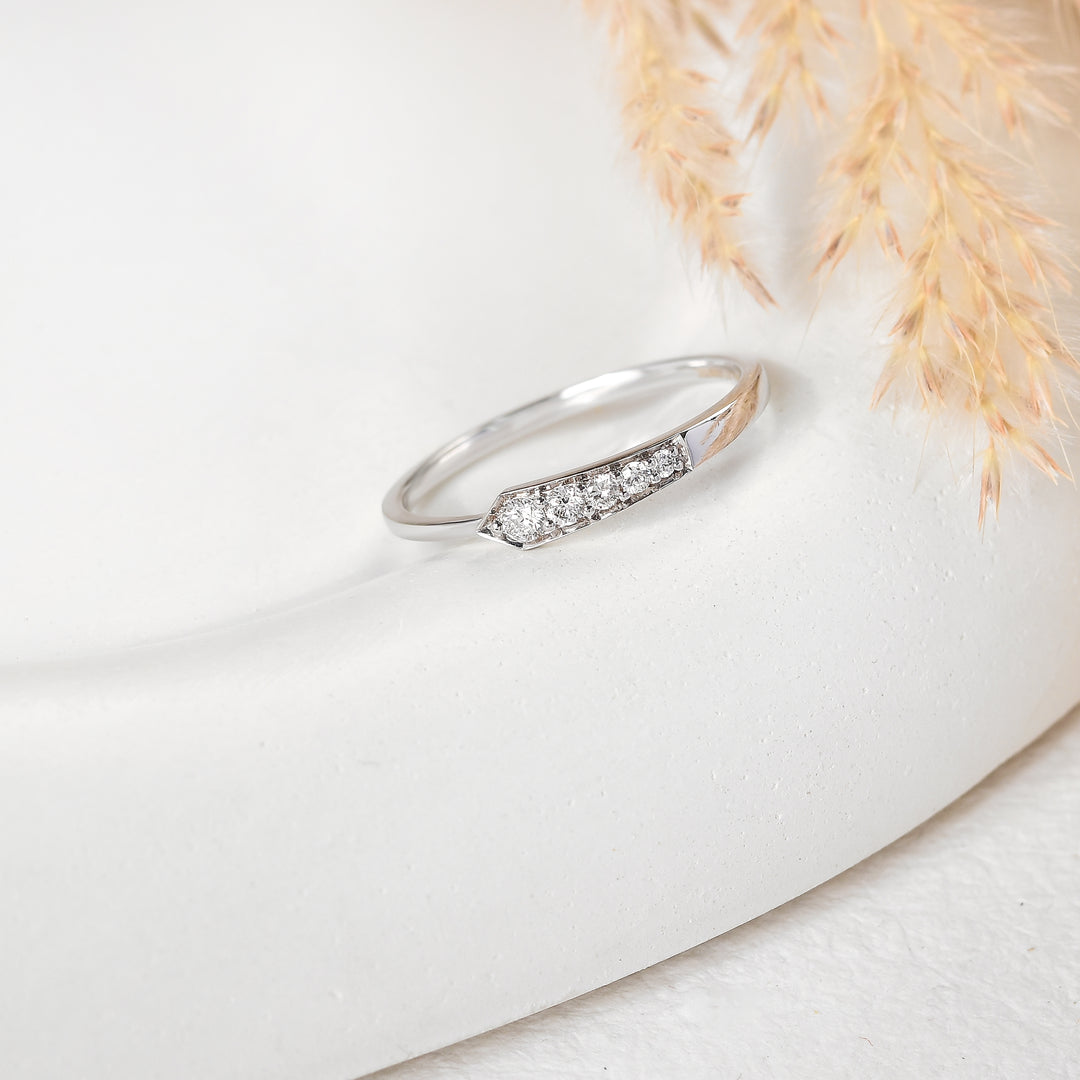 Minimalist Arrow Tip Diamond Band