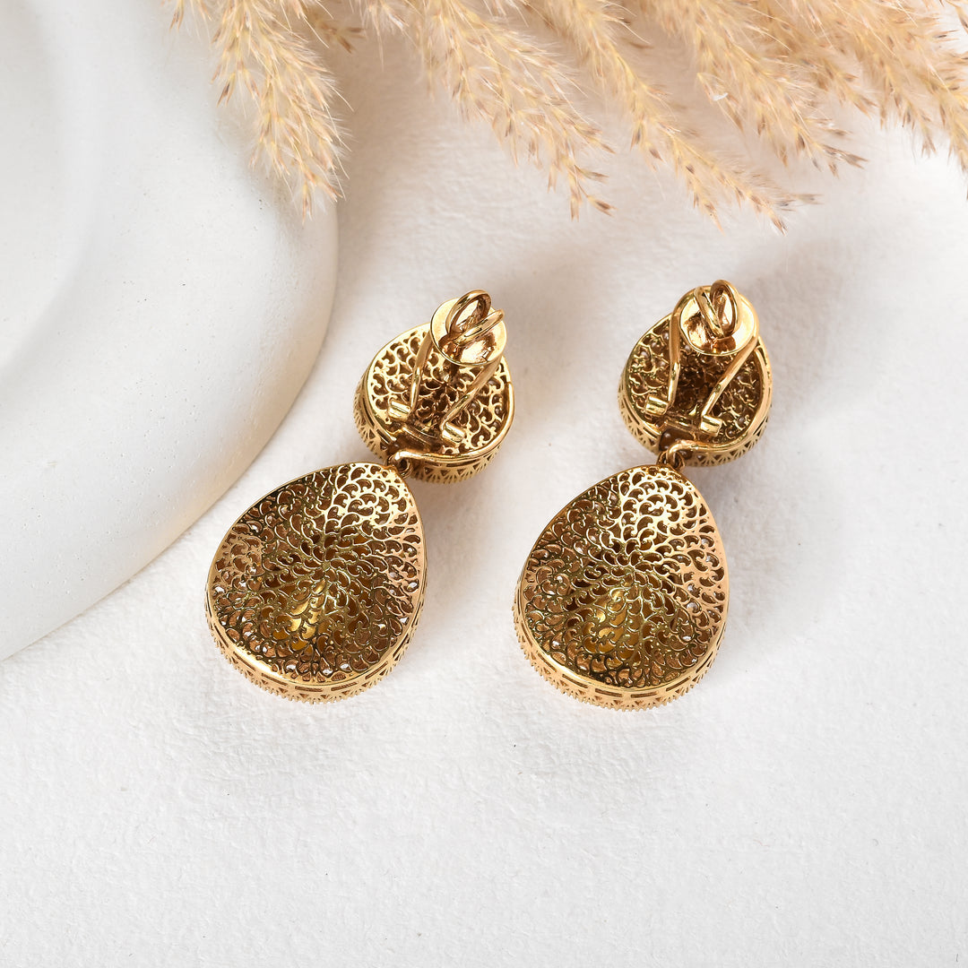 Double Teardrop Lab Grown Polki Detachable Diamond Drop Earrings