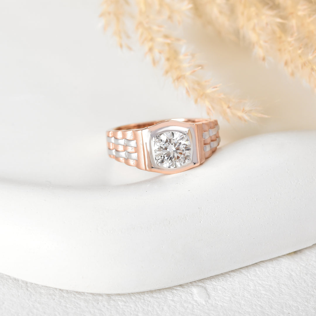 Two tone 14kt Gold Diamond Men's Daily wear & Engagement Ring