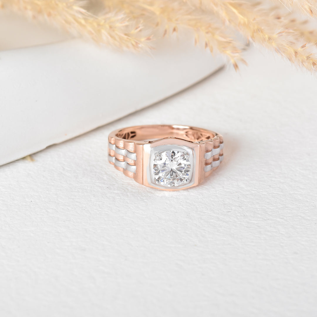 Two tone 14kt Gold Diamond Men's Daily wear & Engagement Ring