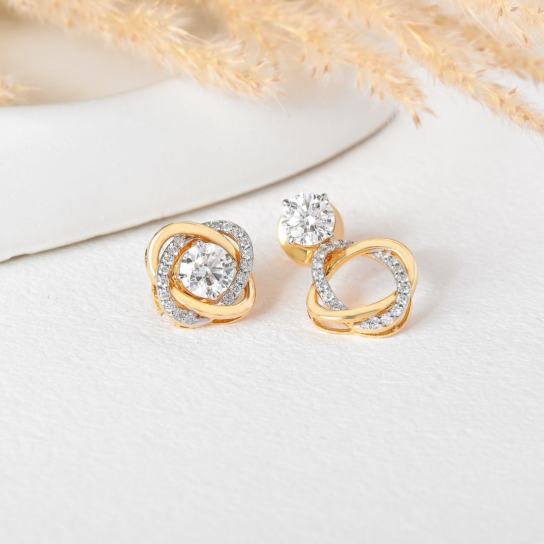 Versatile 14K Yellow Gold 3-in-1 Convertible Lab Grown Diamond Earrings