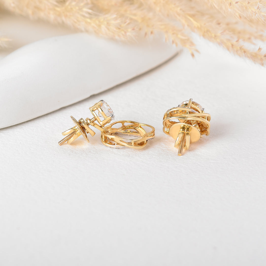 Versatile 14K Yellow Gold 3-in-1 Convertible Lab Grown Diamond Earrings