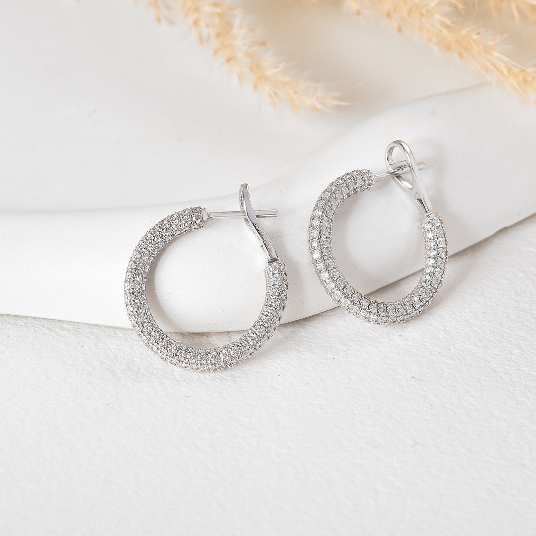 14kt Yellow gold Pave Lab Grown Diamond Hoop Earrings