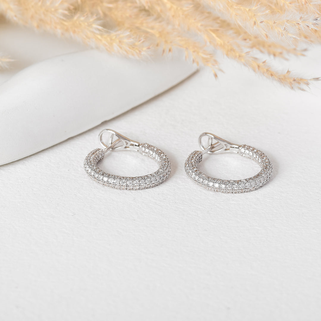 14kt Yellow gold Pave Lab Grown Diamond Hoop Earrings