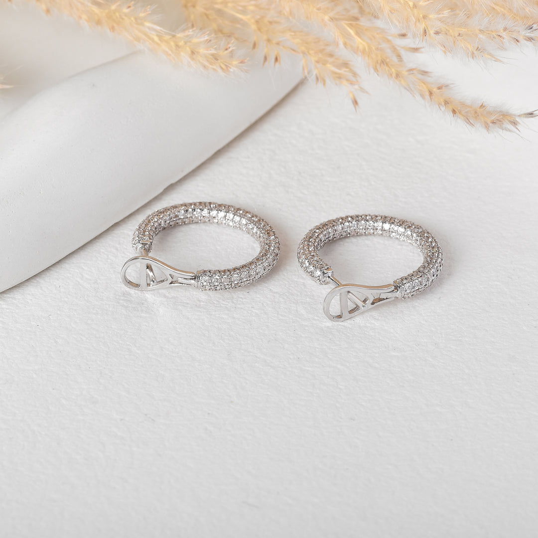 14kt Yellow gold Pave Lab Grown Diamond Hoop Earrings