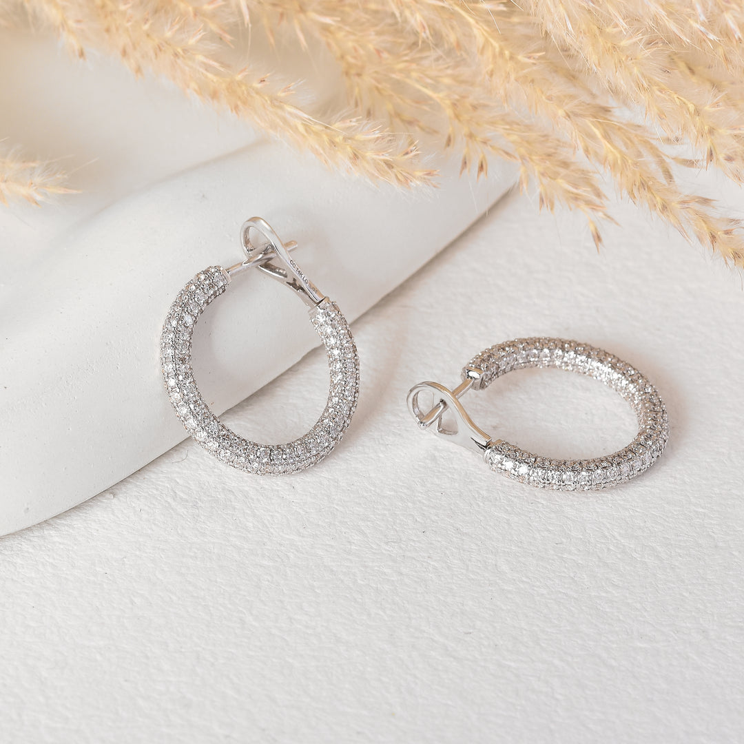 14kt Yellow gold Pave Lab Grown Diamond Hoop Earrings