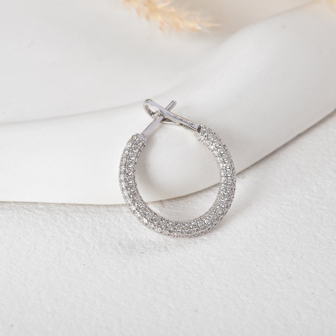 14kt Yellow gold Pave Lab Grown Diamond Hoop Earrings