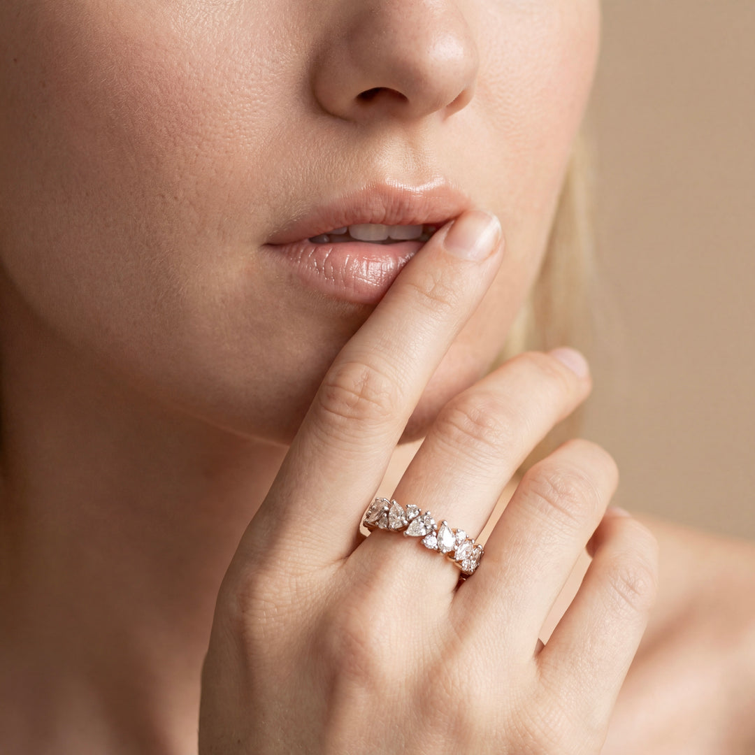 Dazzle Round & Pear Diamond Half eternity Band