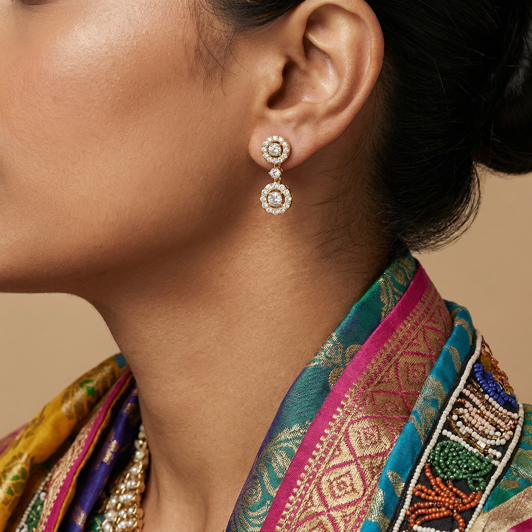 Duo Round Solitaire Earrings