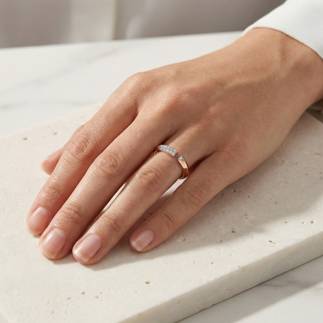 Geometric Open Lab Grown Diamond Ring