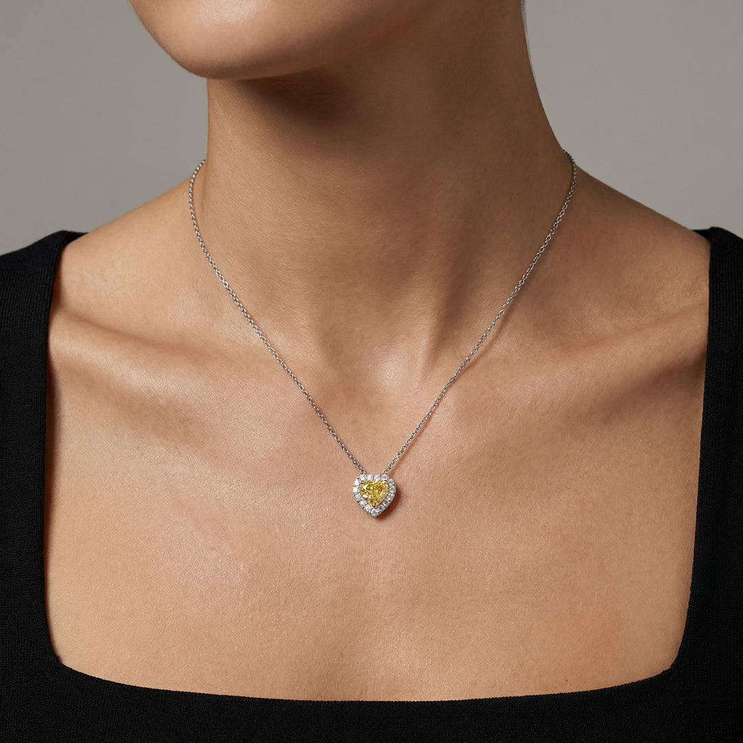 Heart Lab Grown Yellow Diamond Necklace
