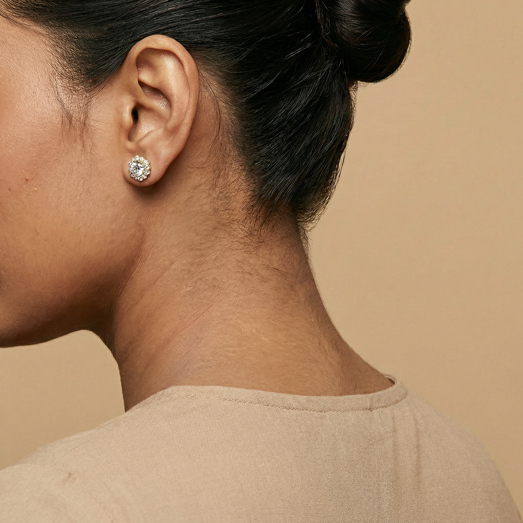 Hexagonal Halo Solitaire Stud