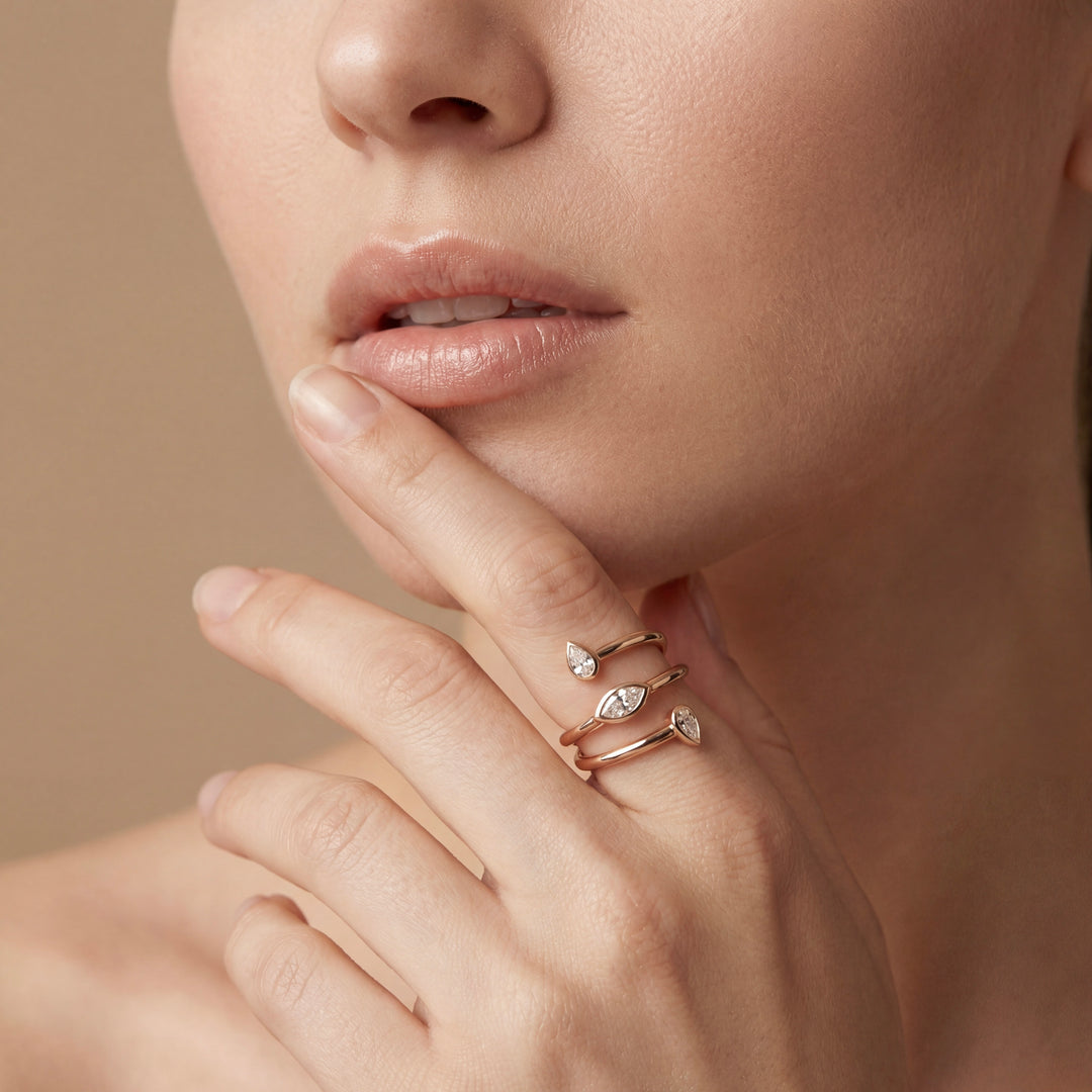 Lab grown diamond Spiral Statement Ring