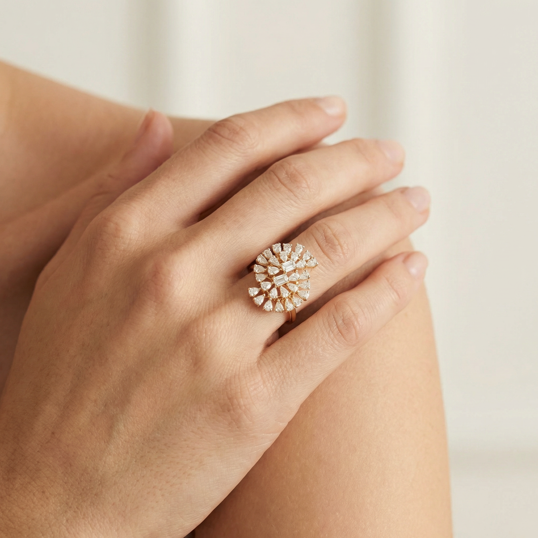 Luxurious multi diamond cocktail ring