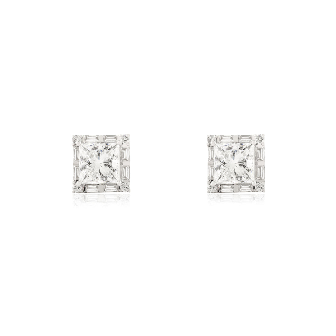 Princess-Cut Halo Stud
