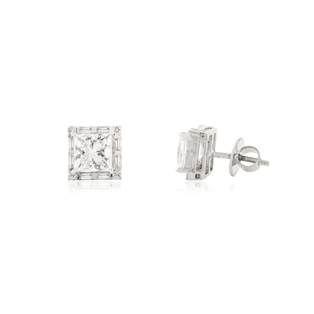 Princess-Cut Halo Stud