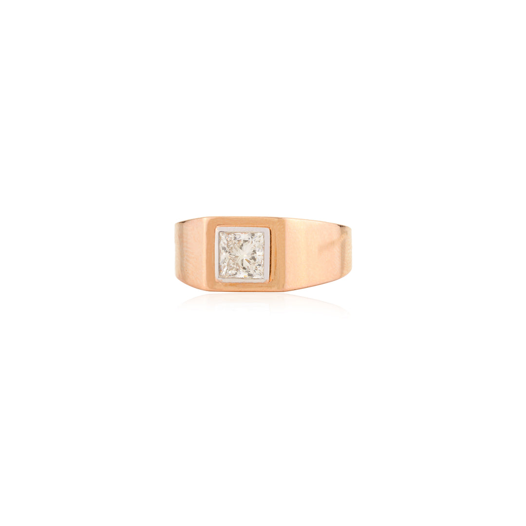 Men's Princess cut Full Bezel Engagement Ring