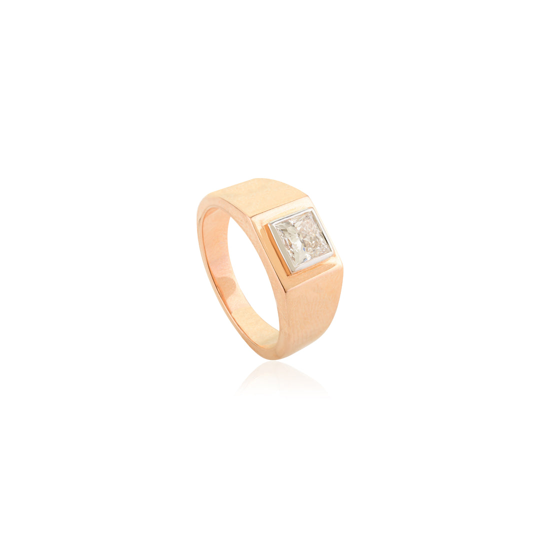 Men's Princess cut Full Bezel Engagement Ring