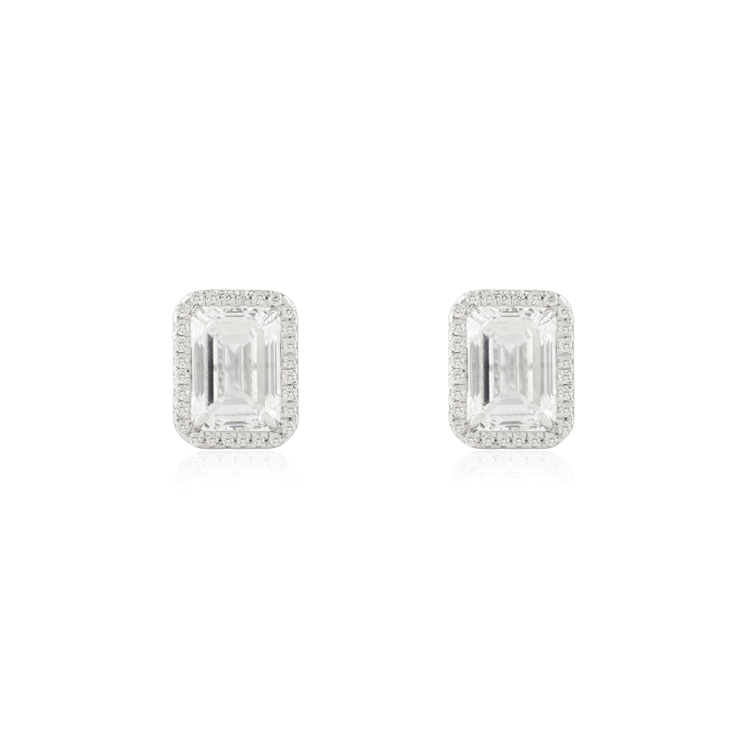 Emerald Solitaire Clustered Zircon Stud