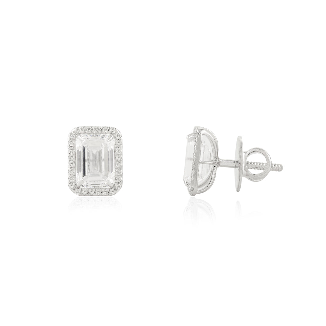 Emerald Solitaire Clustered Zircon Stud