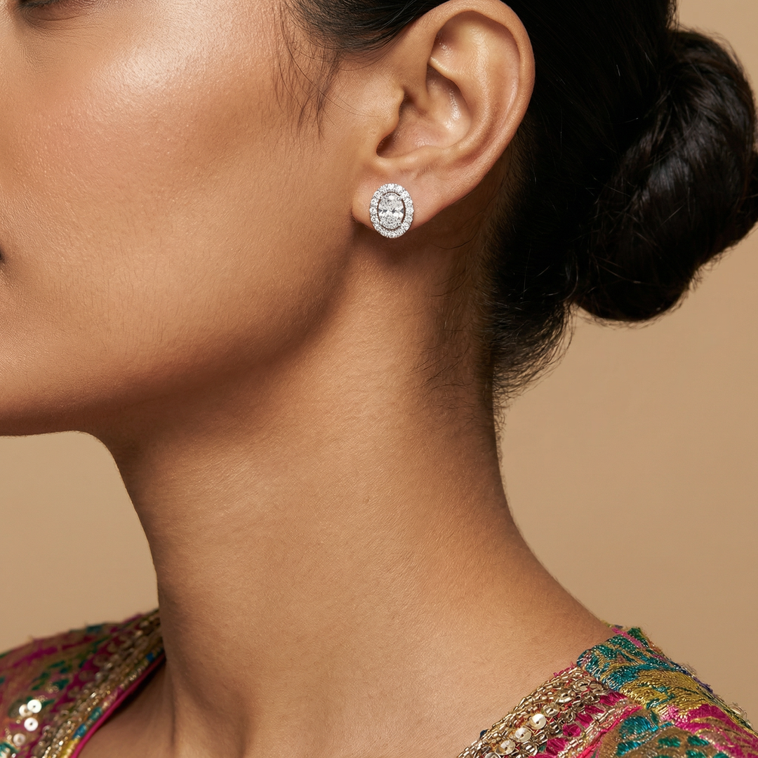 Oval Halo Solitaire Signature Studs
