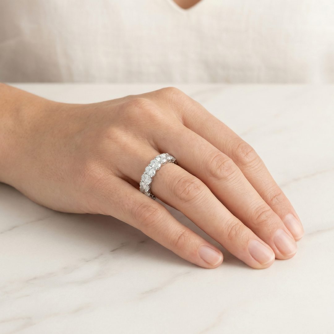 Oval Semi Half Eternity Band