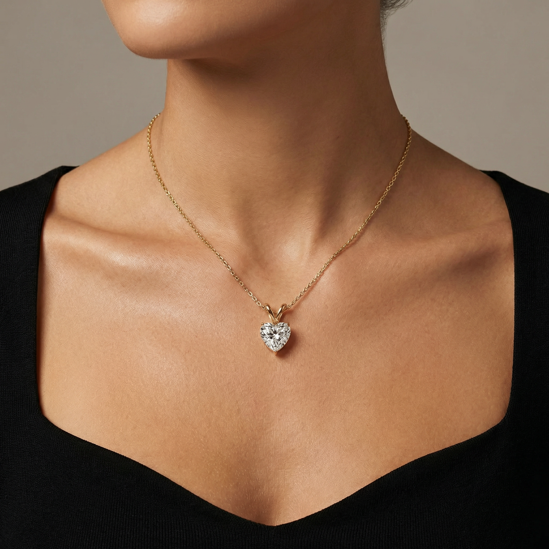 Prong Heart Solitaire Pendant (1.50ct)
